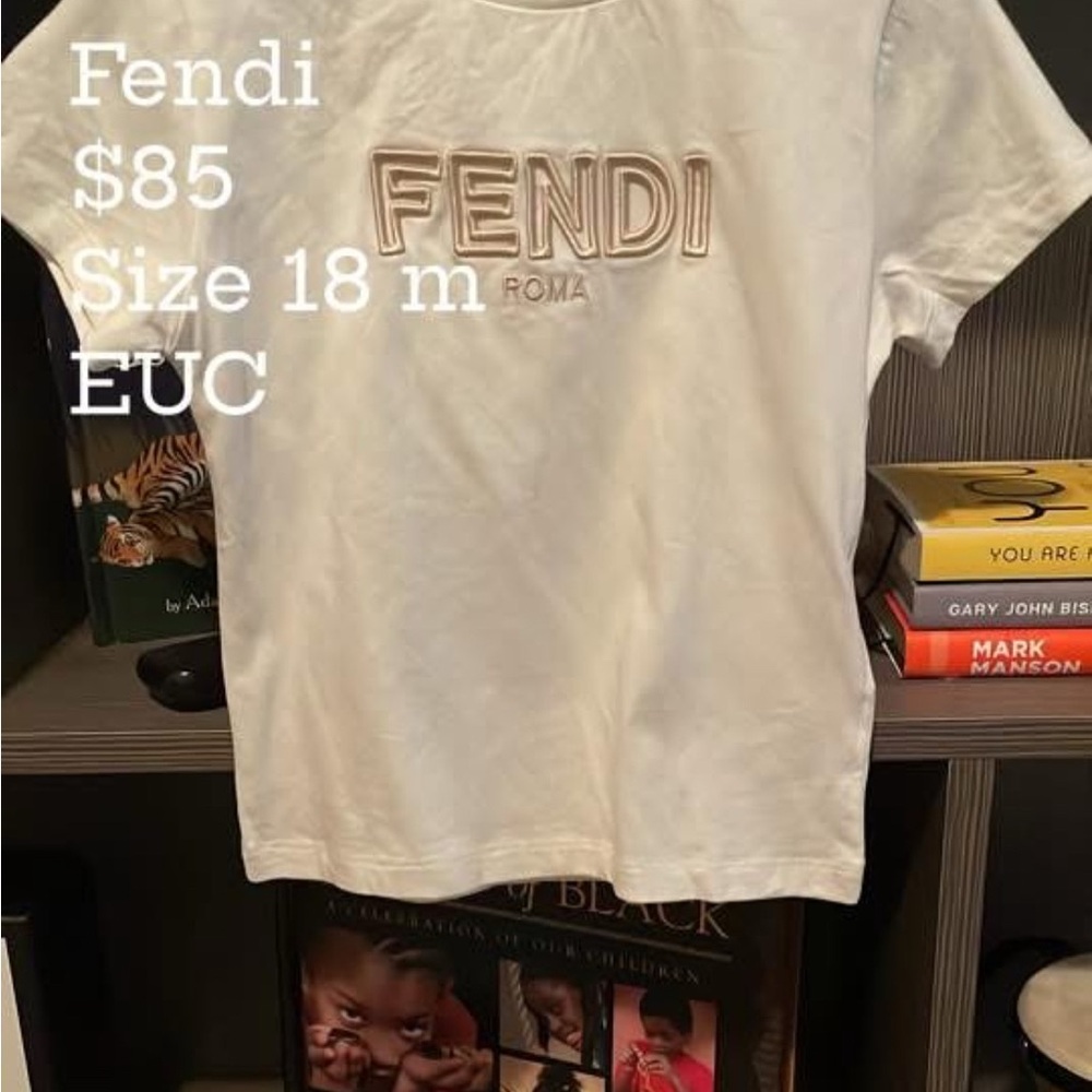 Fendi Cream T-Shirt with Embroidered Logo